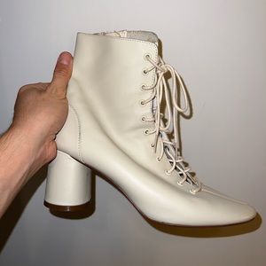 Zara White Lace Up Booties